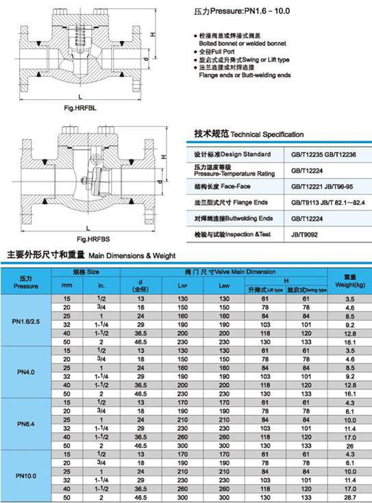 鍛鋼[Gang]止[Zhi]回閥外形[Xing]及重量圖2